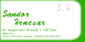 sandor hrncsar business card